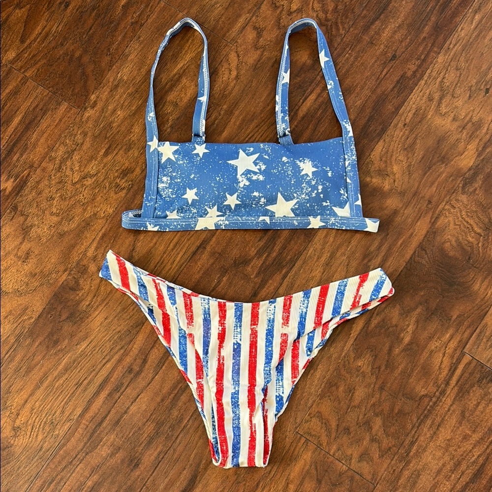 Zaful Patriotic Blue and Red Bikini